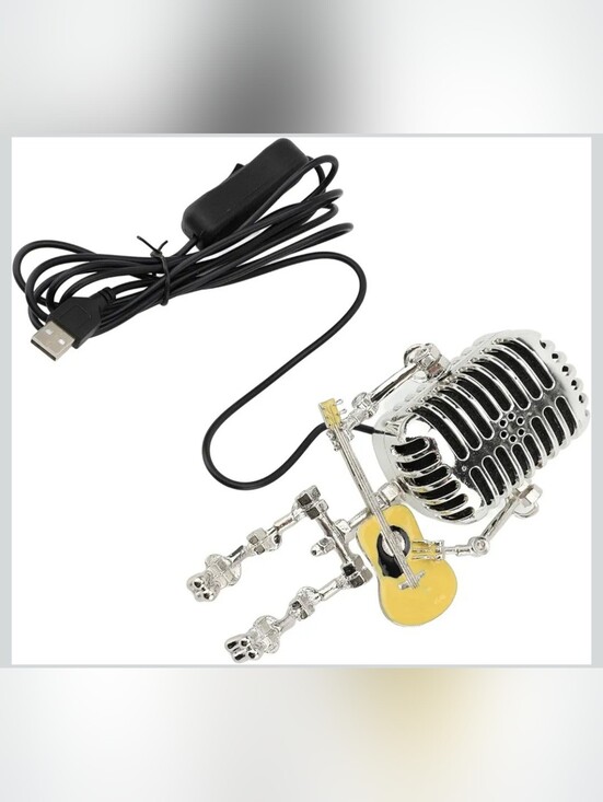 Other - Vintage Microphone Guitar Table Lamp Aluminum